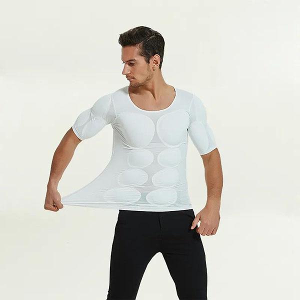 No Trace Three-dimensional Invisible Fake Muscle Men's T-shirt Simulation Fake Abdominal Muscles Fake Chest Muscle Short-sleeved Muscle Increase Shirt