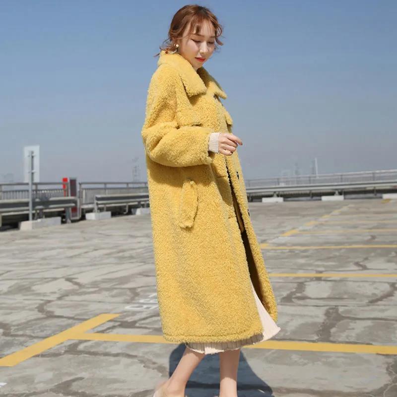 Lamb Wool Coat Women's Winter Thickening and Velvet Fashion Loose Coat Mid-length Faux Wool Fur Coat