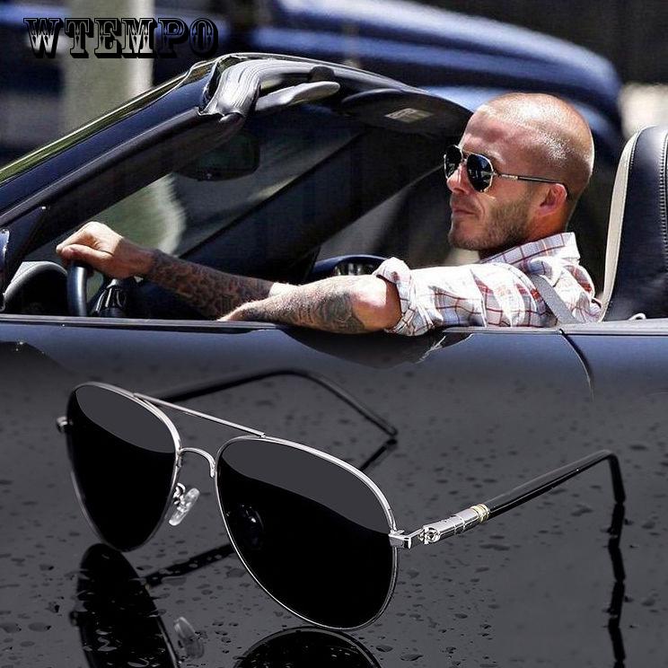 WTEMPO Men Aviation Metal Oversized Spring Leg Alloy Polarized Pilot Male Sun Glasses Driving