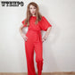 Women Solid Color Jumpsuit Summer Short Sleeve Casual One Piece Romper Lady Slim Long Overalls