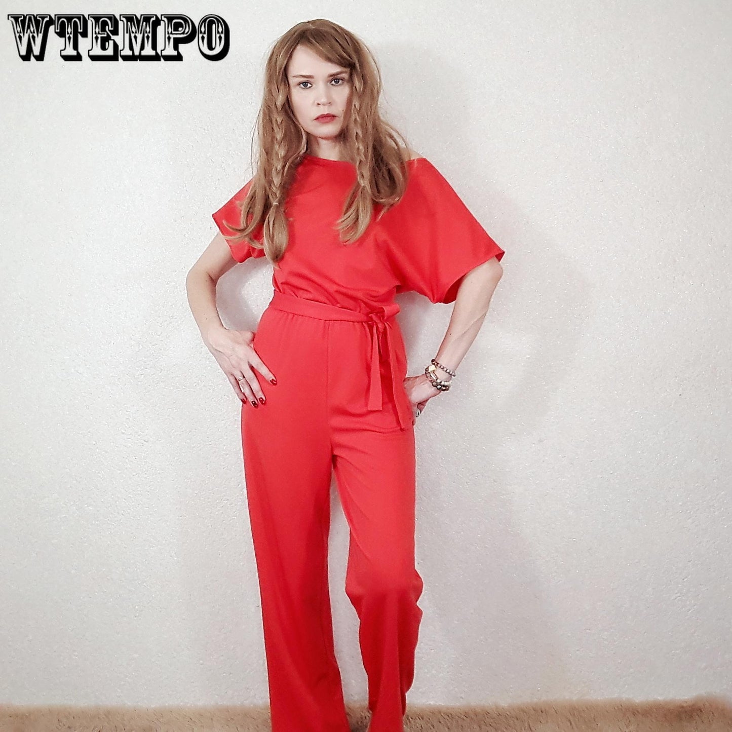 Women Solid Color Jumpsuit Summer Short Sleeve Casual One Piece Romper Lady Slim Long Overalls