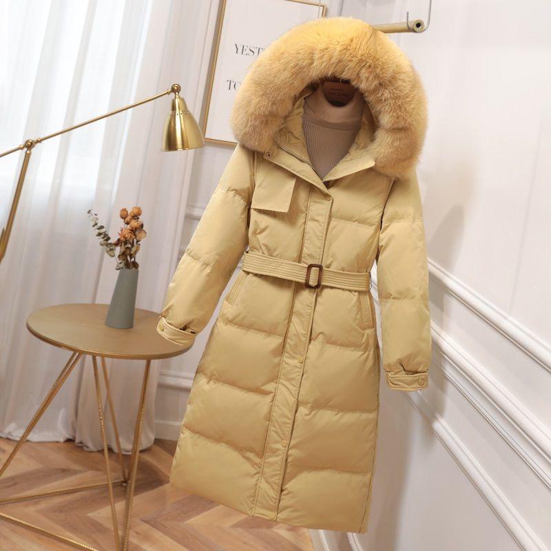 Down Jacket Women's Mid-length White Duck Down Student Korean Style Slim Coat Female Ins Winter