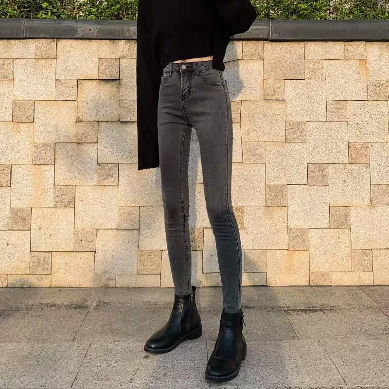 Zipper Skinny Casual Jeans Women Bottoms Streetwear Mid Waist Buttoned Denim Trousers