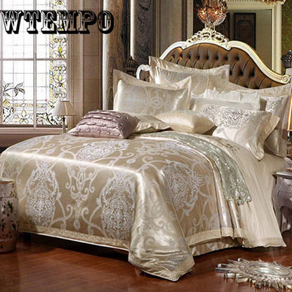 Luxury Bedding Set Embroidery Bed Linens Satin Bed Sheet Jacquard Bedclothes Bed cover
