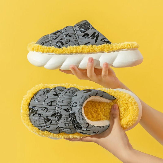 Cotton Slippers Autumn and Winter Household Household Flat Shoes Waterproof Non-slip Cotton Shoes Thick-soled Shoes