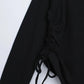 Short Solid Color Long Sleeve T-Shirt Female Student Drawstring Sling Long Sleeve Top Women