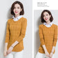 Autumn/winter Lapel Pullover Sweater Women's Plus Size Korean Style Slim Short Fake Two-piece Sweater Sweet Patchwork Knit Sweater Outwear