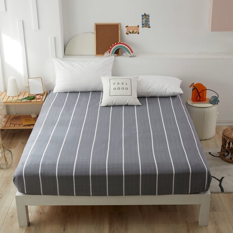 Skin-friendly Cotton Bed Cover Non-slip Fixed Mattress Cover Dust Protection Cover Bedding Cotton Bed Sheet Single Piece