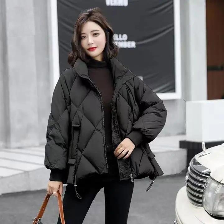 Down Jacket Women's Casual All-match White Velvet Stand-up Collar Jacket To Keep Warm