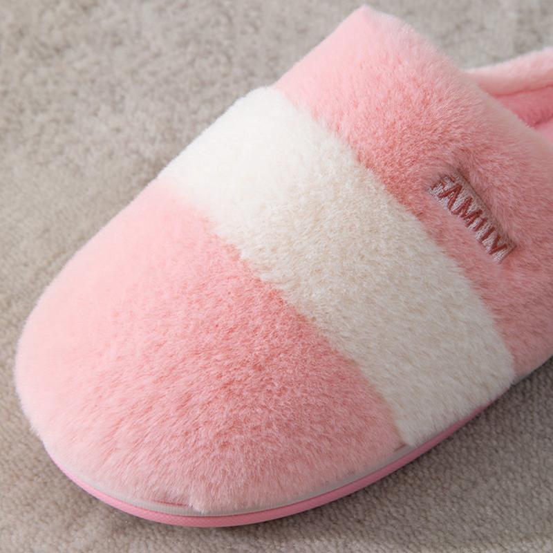 Winter Slippers Women Furry Thick Fleece Warm Men Plus Size Slides Straps Home Indoor Casual Slippers Cotton Shoes