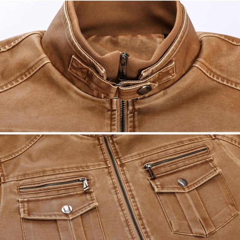 Men's Leather Jacket PU Leather Coats Casual Motorcycle Baseball Jacket Flight Jackets