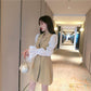 Temperament A-line Dress Spring and Autumn New Suit Skirt Temperament Puff Sleeves Long-sleeved Waist Dress Women's Summer