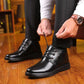 Men's Cowhide Cotton Shoes Woolen Leather Thick Warm Shoes Winter Plus Velvet Snow Boots Middle-aged and Elderly Leather Shoes Outdoor Shoes