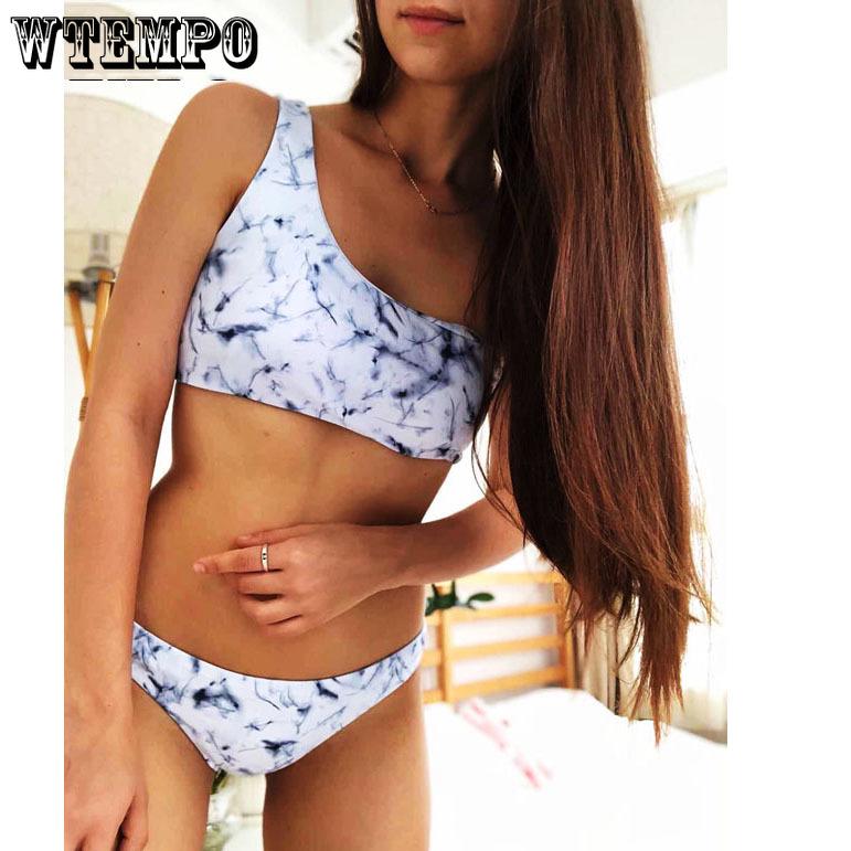 Wtempo Sexy One Shoulder Marble Print Bikini Aliexpress Explosive Ink Style Split Swimsuit