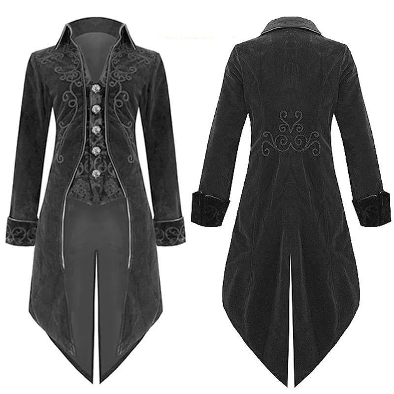 Retro Tuxedo Suit V-neck Floral Flocked Robe Casual Slim Windbreaker Fake 2 Pcs Coat Long Over The Knee Men
