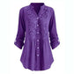 Women's Ethnic Blouse Loose Long Sleeve Cotton Lace Panel Plus Size Women's Top 6 Colors Size 8