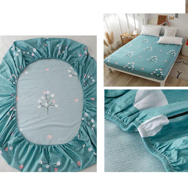 Skin-friendly Cotton Bed Cover Non-slip Fixed Mattress Cover Dust Protection Cover Bedding Cotton Bed Sheet Single Piece