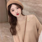 Sweater Women Loose Outer Wear Gentle Temperament Off-shoulder Long-sleeved Solid Color Pullover Sweater Top
