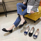 Bowknot Soft Sole Thick Heel Shoes Women Spring Korean Style Square Toe Woven Low-heeled Women's Shoes