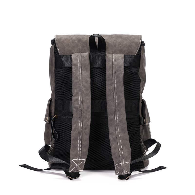 Backpack Men Gray Large Capacity Flip Dark Buckle Waterproof Student Computer Bag Sports Travel Bag