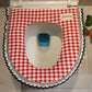 Thickened Toilet Cushion Household Autumn and Winter Plush Universal Toilet Cover Toilet Cover Zipper Red and Green Lattice Toilet Seat Can Be Washed