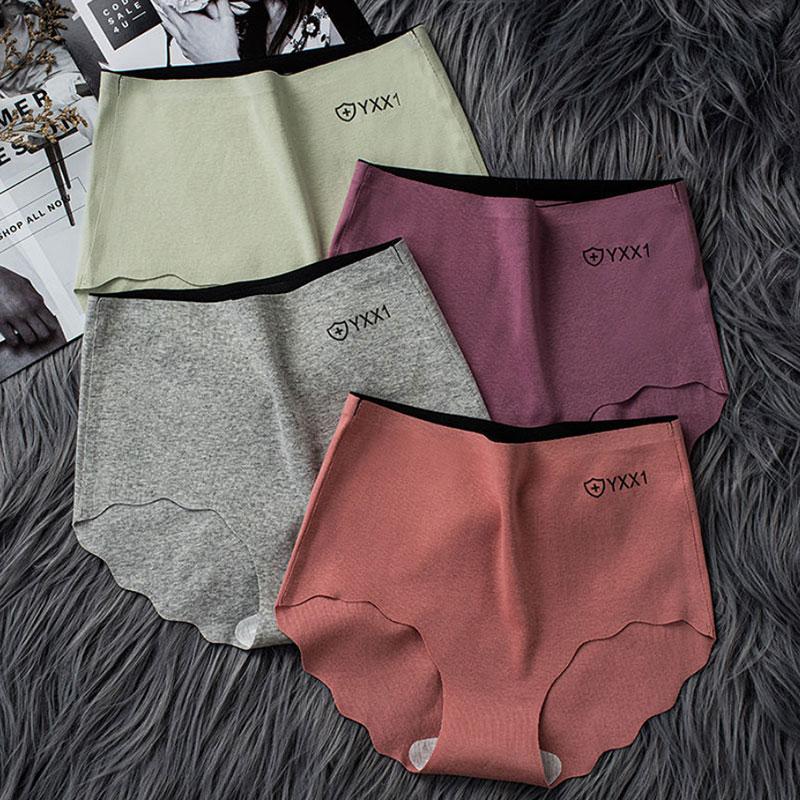 4PCS Plus Size Ladies Sexy Briefs Pure Cotton Antibacterial Panties High Waist Seamless Adult Abdominal Hip Lift Seamless Panties for Ladies