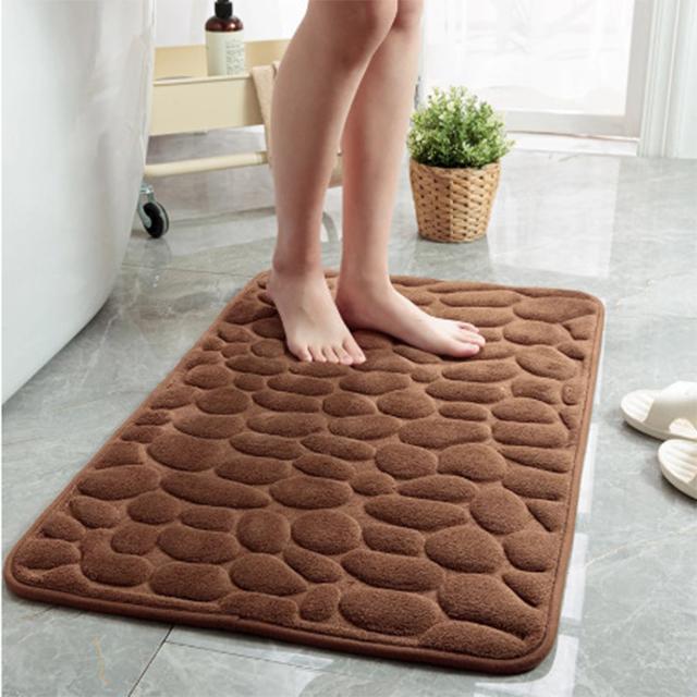 Cobblestone Embossed Bathroom Bath Mat Non-slip Carpets In Wash Basin Rug Shower Room Doormat Memory Foam Pad