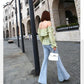 Peach Buttocks Flared Jeans Women's Spring and Autumn High-waisted Elastic Hips Tight-fitting Slim Denim Pants Micro-flared Denim Trousers