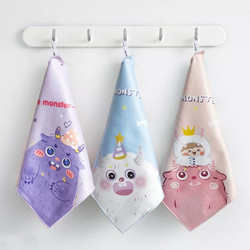Nordic Fresh Wind Non-oily Dish Towel Wiping Table Rags Absorbent Non-linting Home Kitchen Cartoon Bowls and Hands