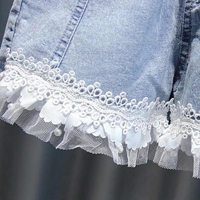 2PCS Children Clothing Set Spring Summer Girls Suits Lace Short Sleeve Tops + Pants Clothing Set