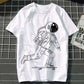 Astronaut Short-sleeved T-shirt Men's Summer Print All-match T-shirt Couple Outfit