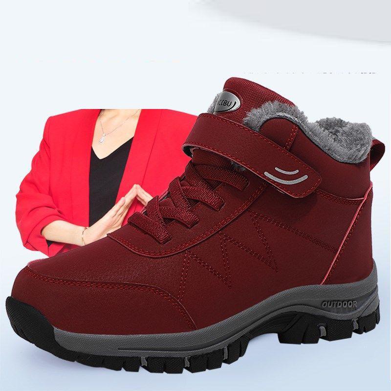 Elderly Shoes Cotton Shoes Winter Plus Velvet Waterproof Non-slip Thick Snow Boots Hiking Shoes Female