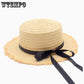 Flat Top Raffia Wide Brim Straw Hats Summer Sun Hats for Women with Leisure Beach Hats Lady