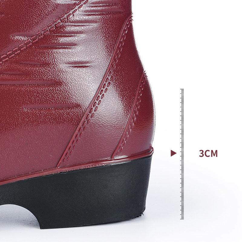 Ladies Rain Boots Mid Tube Faux Leather Anti-Slip Water Shoes Water Boots Kitchen Waterproof Shoes