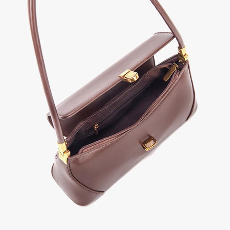 Baguette Bag Solid Color Pattern PU Leather Armpit Bag for Women Shoulder Handbags Lady Simple Hand Bag
