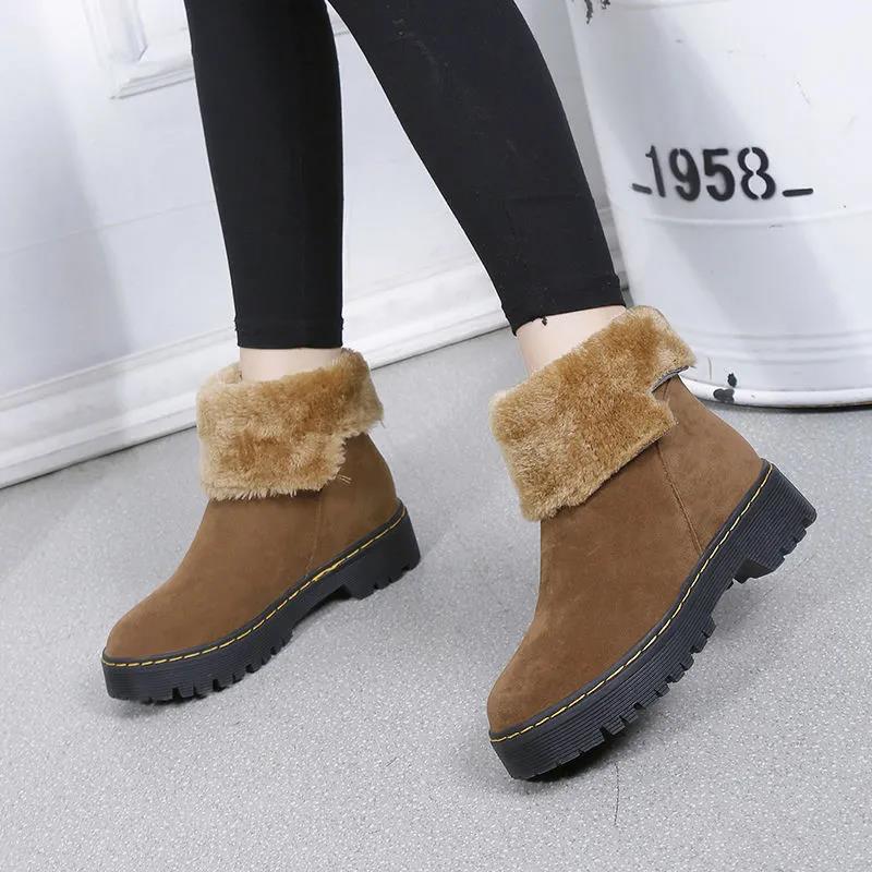 Women's Snow Boots Plus Velvet Padded Shoes In Winter A Pedal Snow Shoes Autumn and Winter All-match Snow Cotton Women