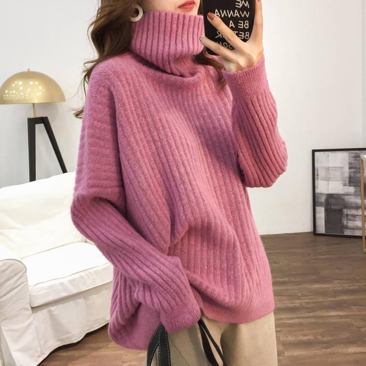 Turtleneck Long-sleeved Loose Sweater Women's Autumn and Winter Knitted Bottoming Sweater