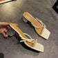 Crystal Heel Slippers Women's Summer Wear Fashion 2 Thick Heel Transparent Sandals