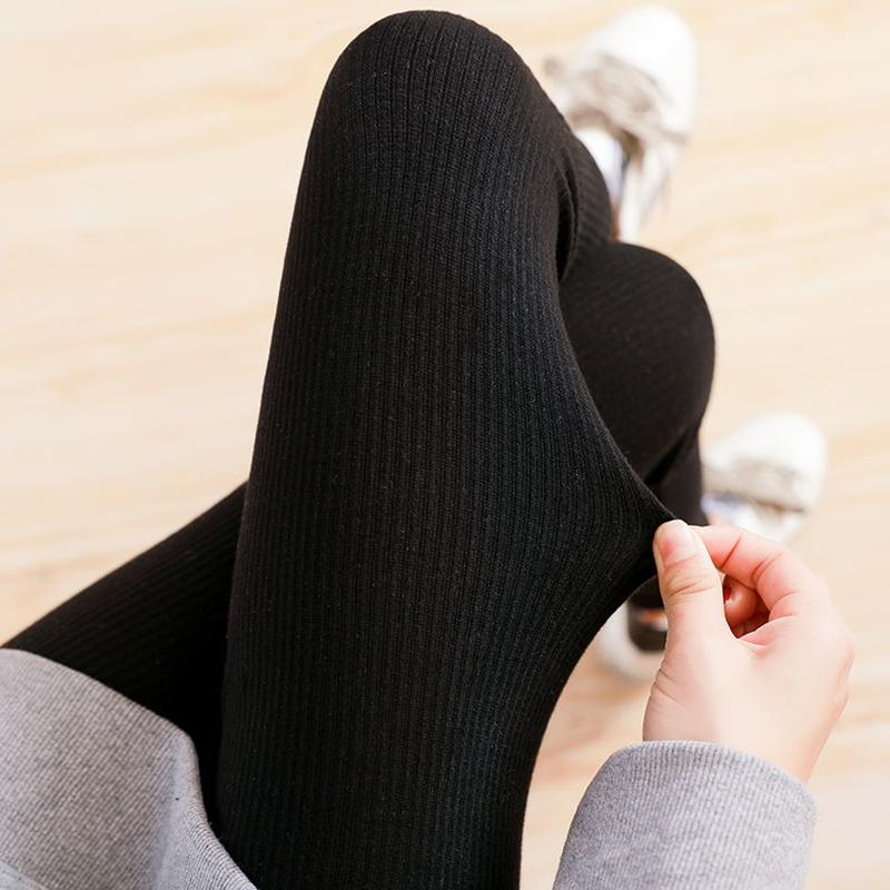 Spring and Autumn Cotton Thin Leggings for Women Winter Long Trousers Threaded High Waist Thin Feet Tight-fitting Warm Cotton Trousers