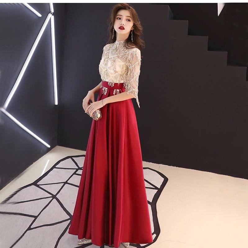 Little Evening Dress Female Long Party Dress Party Dinner Party Banquet Noble and Thin Host
