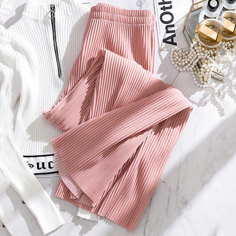 WTEMPO Wide Leg Straight Trousers Summer Cool Thin Pants Women Loose High Waist  Casual Cool Comfortable Home Go Out Party Office