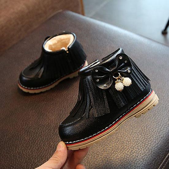 Children's Winter Waterproof Snow Boots Children's Plus Velvet Warm Girls Cotton Shoes Soft Bottom Non-slip Boots