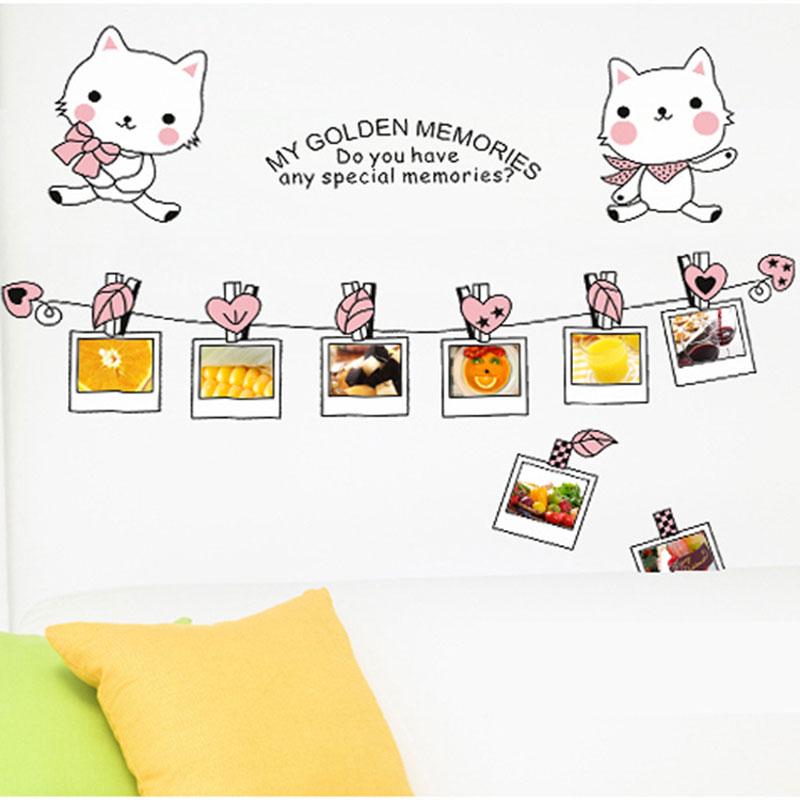 Cute Cat Photo Album Wall Stickers Photo Frame Family Memory Wall Decals Home Decor For Kids Room Nu
