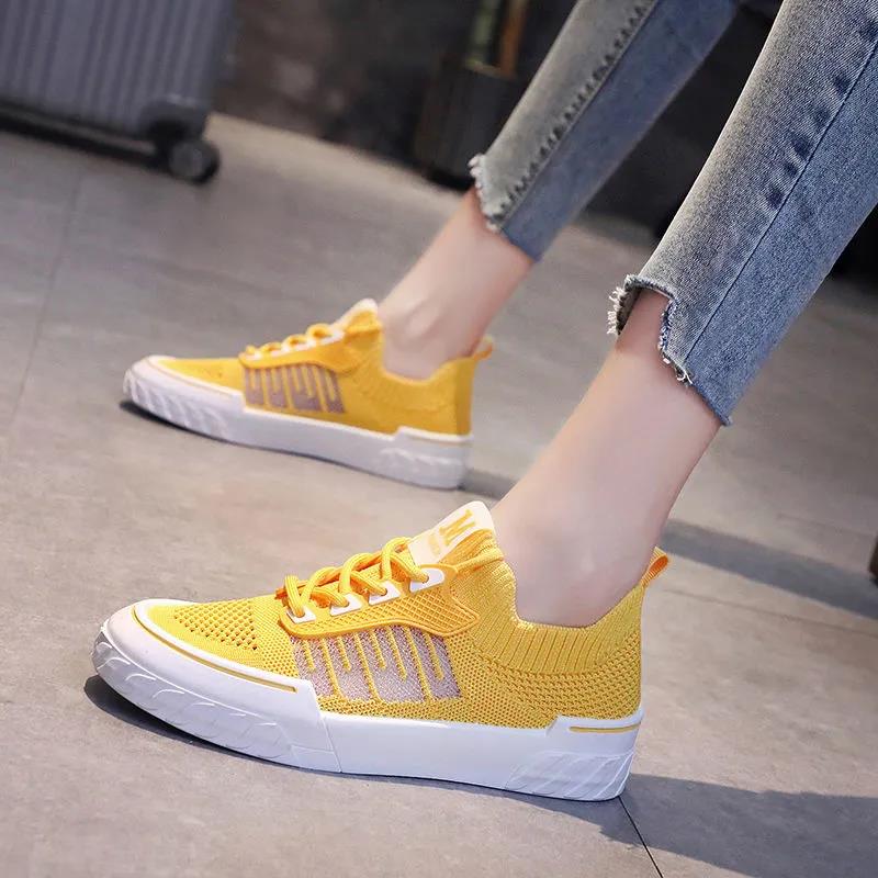 Female Summer Students Breathable Flying Woven Mesh White Shoes Hollow Soft Sole Shoes Sneakers