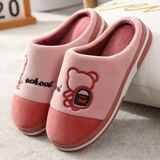 Autumn and Winter Pure Cotton Slippers Indoor Non-slip Soft-soled Shoes Warm Simple Plush Cotton Shoes