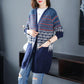 Spring and Autumn Knitted Cardigan Sweater Mid-length Loose Casual Sweater Fashion Jacquard Female Jacket