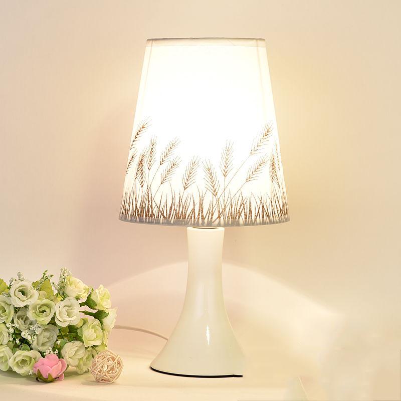E27 LED Table Lamps for Bedroom Fabric Bedside Lamp Table Lanterns Girl Home Decoration