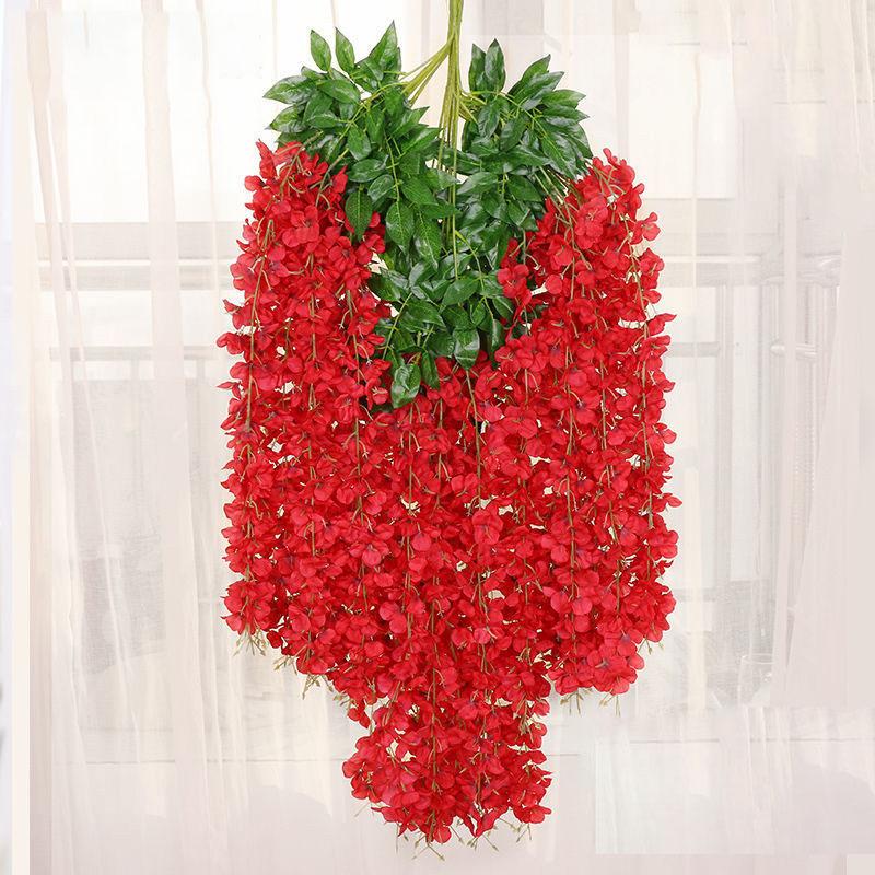 Artificial Wisteria Flower Bean Flower String Violet Plastic Silk Flower Decoration Vine Plant Flower Wedding Fake Flower Rattan