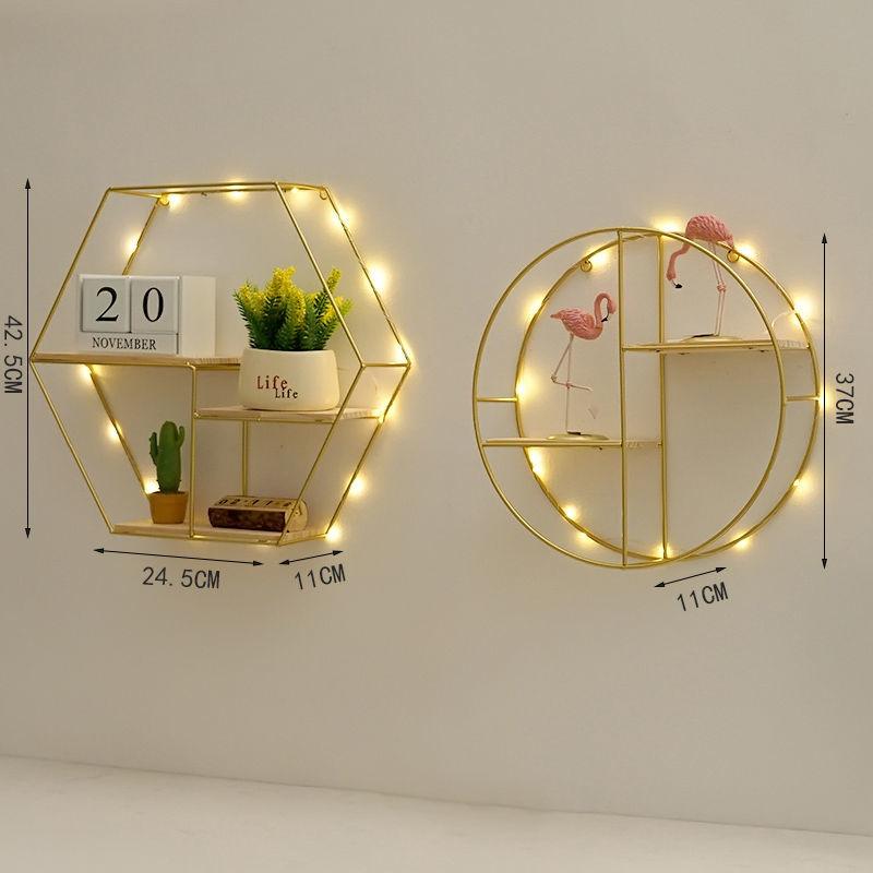 Nordic Style Shelf Store Wall Decoration Rack Tea Shop Wall Wrought Iron Living Room Creative Wall Hanging