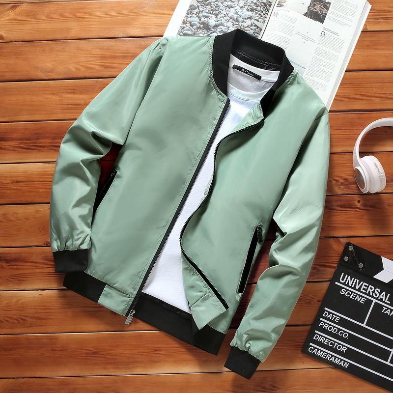 Spring and Autumn Thin Jacket Men's Simple Solid Color Stand-up Collar Short Top Men's Casual Handsome Jacket
